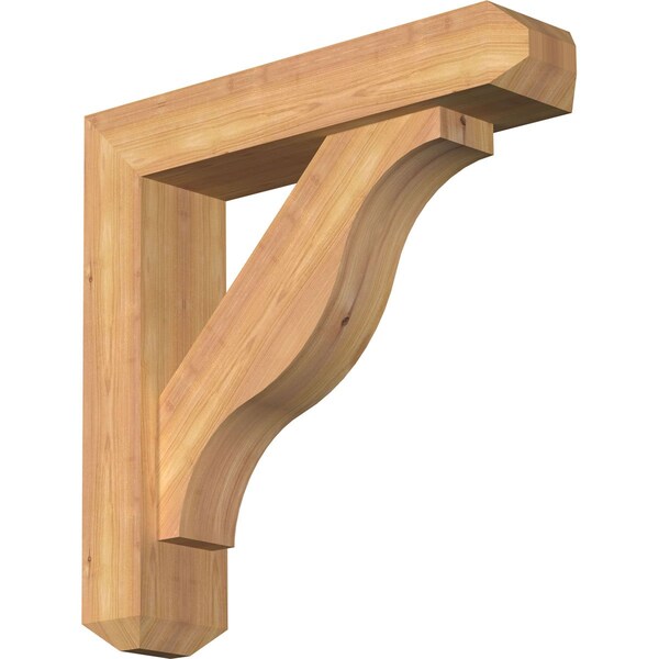 Ekena Millwork Funston Craftsman Smooth Bracket w/ Offset Brace, Western Red Cedar, 5 1/2"W x 24"D x 24"H BKT0604X24X24FST04SWR - main
